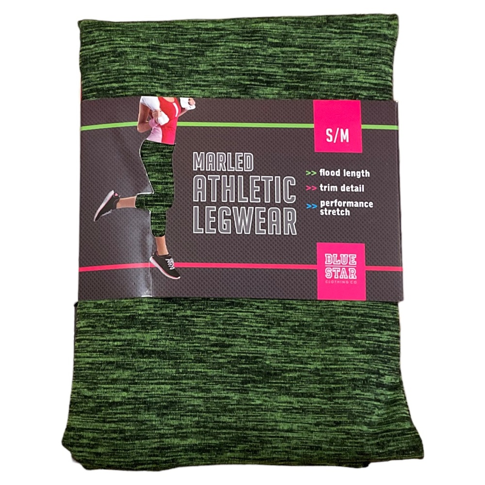 Blue Star Green Mareled Athletic Legwear S/M